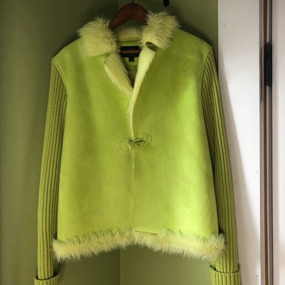 Montana Company Bright Neon Green Sweater Jacket. Size M.